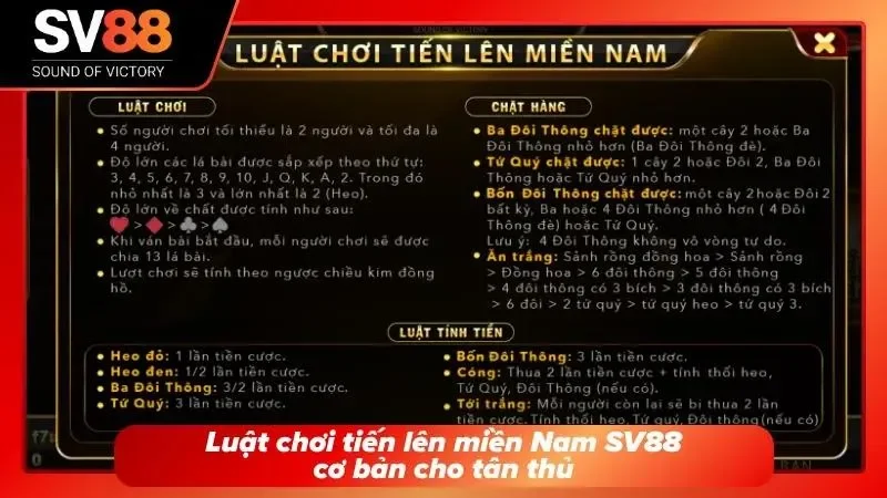 Tìm hiểu các quy tắc đánh tiến lên miền nam SV88 chuẩn xác